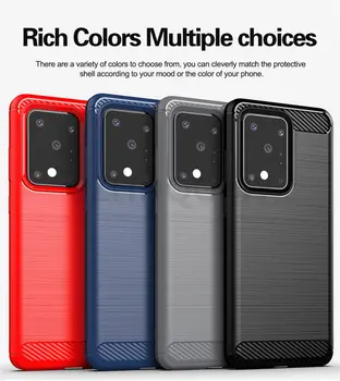 

200pcs/lot Brushed Carbon Fiber Soft Bumper Back Phone Cover Case For Samsung Galaxy S20 Ultra S20 Plus A81 A91 S10 Note 10 Lite