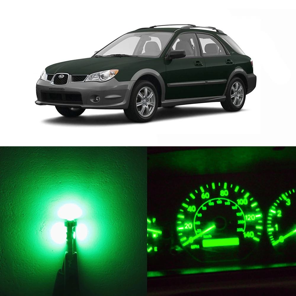 WLJH 15x яркий светодиодный полный конверсионный комплект для Subaru Impreza 2002-2007 приборная панель Датчик кластера Спидометр тире Светильник лампы - Испускаемый цвет: Зеленый