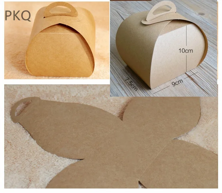 

50pcs Cake Food Kraft Paper Box With Handle cupcake Boxes Christmas Birthday Wedding Party Candy Gift Packing small cake boxes