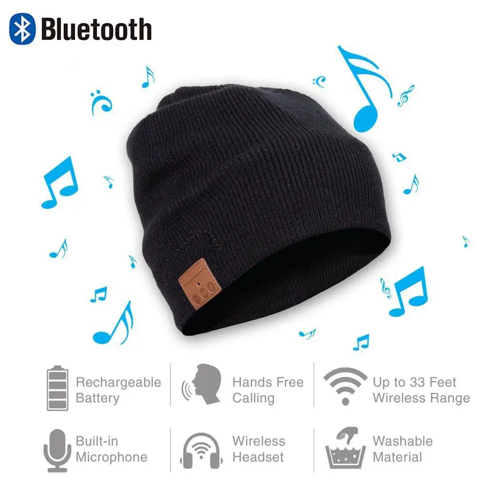 2020 Беспроводная Шапка бини с Bluetooth шапка со съемной гарнитурой наушниками