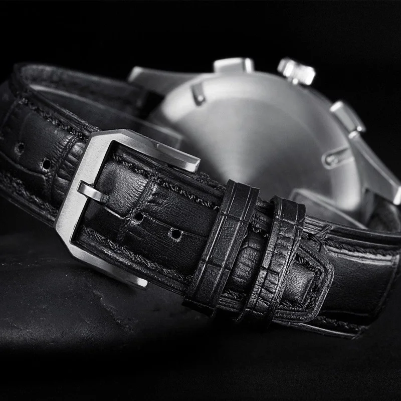 Parnis 44 мм белый циферблат Мужские часы Moon Phase SS чехол Черный Многофункциональный кожаный ремешок Автоматический ход Мужские t мужские s часы человек