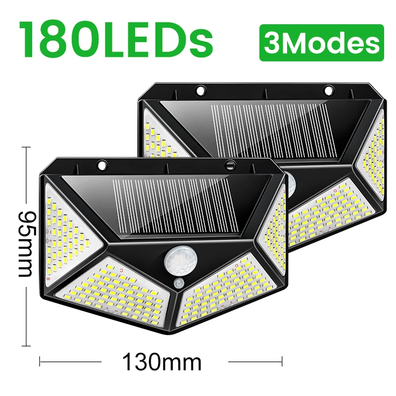 180 Solar LED Light Outdoor Solar Lamp with Motion Sensor Light LED Solar Light Outdoor Sunlight  Street Lamp for Garden Outside solar pool lights Solar Lamps