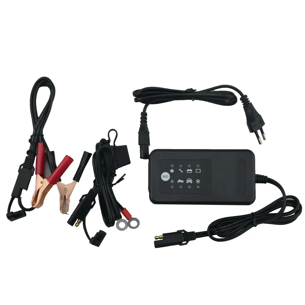 

12V smart battery charger with pulse charging repair function, 12V motorcycle car battery charger with SAE connector cables