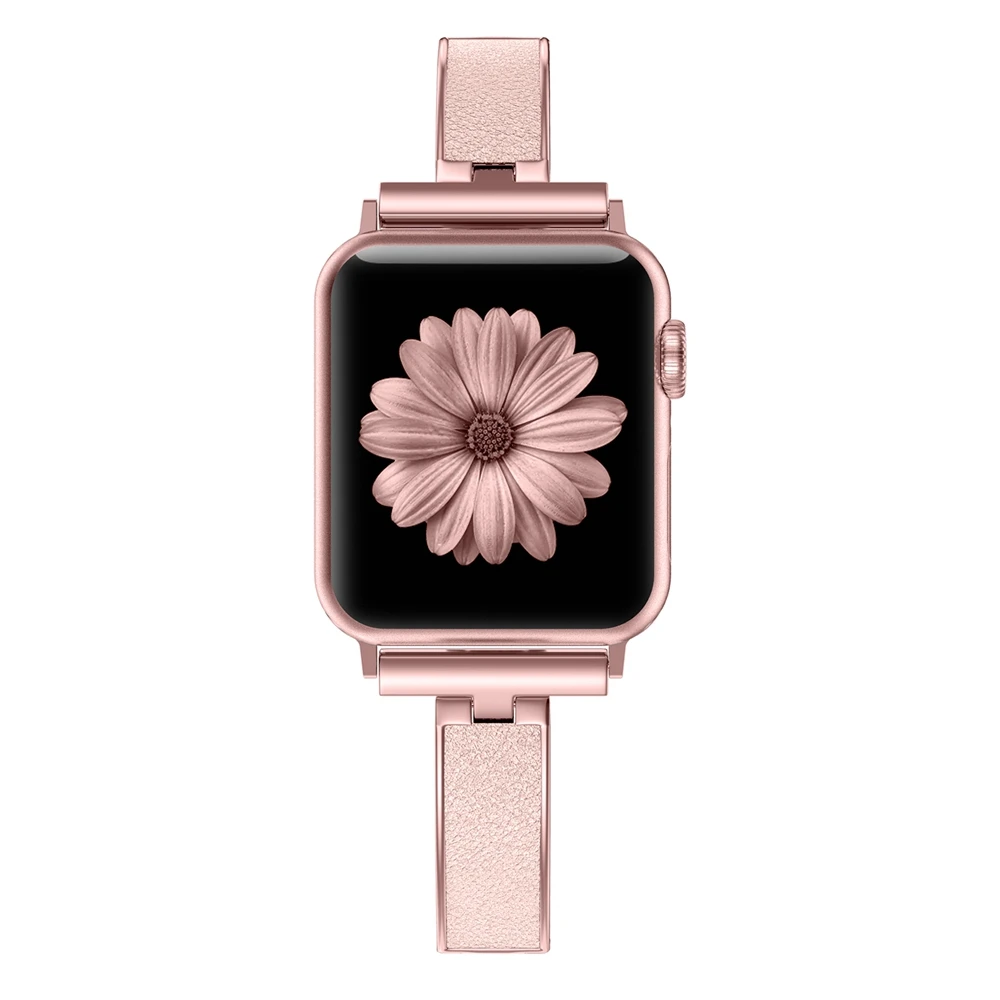 Женский металлический ремешок для Apple Watch Series 5, 40 мм, 44 м, металлический+ кожаный браслет, ремешок для iWatch Series 4, 3, 2, 1, 38 мм, 42 мм - Цвет ремешка: C5