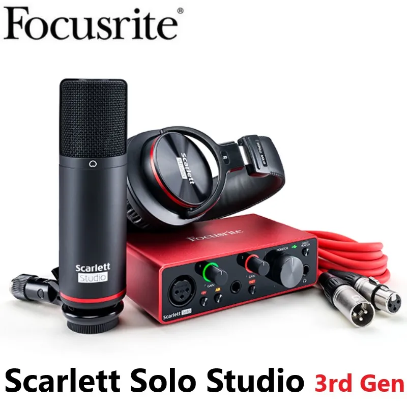 Focusrite Scarlett Solo Studio 3rd Gen записывающая звуковая карта пакет 2 входа/2 выхода USB аудио интерфейс с конденсатором микрофон и наушники