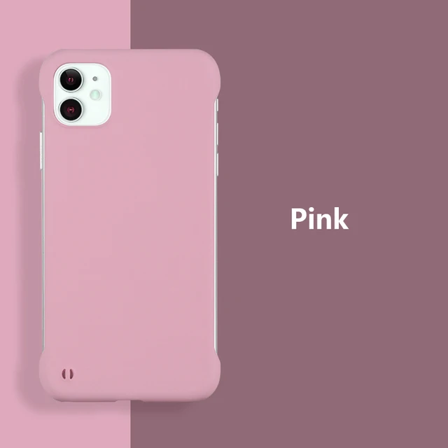 Slim Hard PC Frameless Phone Case For iPhone 13 12 11 Pro Max Mini XR XS X 6 6S 7 8 Plus SE 2 Shockproof Matte Solid Color Cover Pink