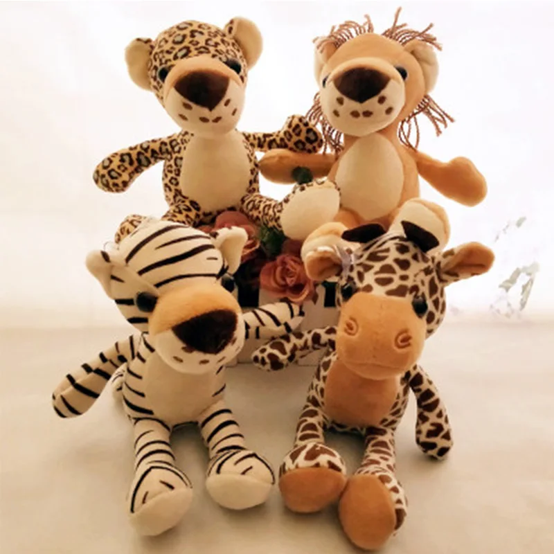 

12cm Jungle Brother Tiger Elephant Lion Giraffe Plush Toys Stuffed Animal Doll Toys For Children Kids Gift Peluche Soft Toys