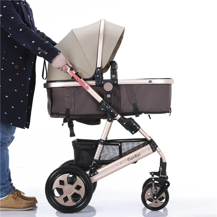 

High-view baby stroll aluminum alloy ultra-light can sit and hide shock two-way implementation baby trolley stroll