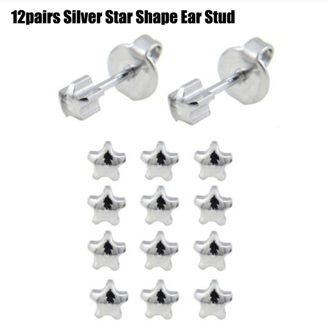 Sterilized Dozen Pack Gold & Silver Color Ear Cartilage Tragus Piercing Stud Earring Mixed Colors Shape Star Heart Pearl