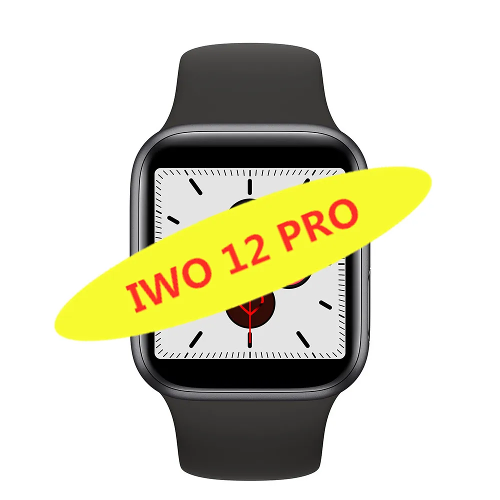 Часы 5 IWO 12, умные часы с Bluetooth, 1:1 40 мм, 44 мм, умные часы для женщин и мужчин, для iOS, Apple, iphone X, Android phone, PK IWO 11/10 - Color: black