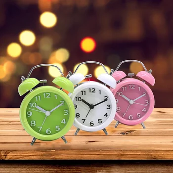 

Classic 3inch Double Metal Bell Alarm Clock Desk Table Loud Non-ticking Bedside Alarm Clock with Night Light @LS