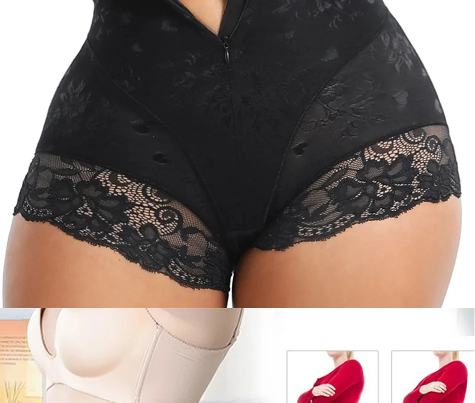 Sexy Lace Shapers Women Zipper High Waist Trainer Belly Control Body Shaper Panties Belt Control Underwear Slimming Shapewear strapless shapewear