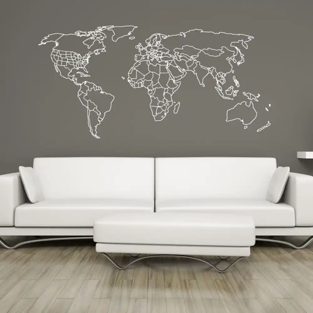 Calcomanias Para Pared De Mapa Grande Contorno Del Mundo Paises