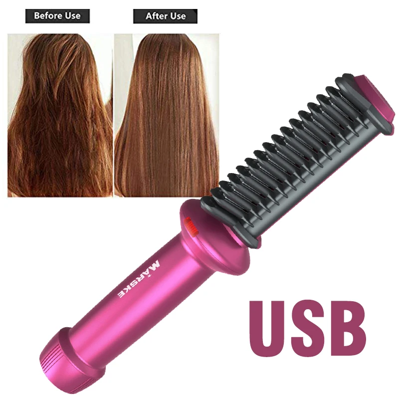 Беспроводная прямая расческа для волос с USB-зарядкой многофункциональный
