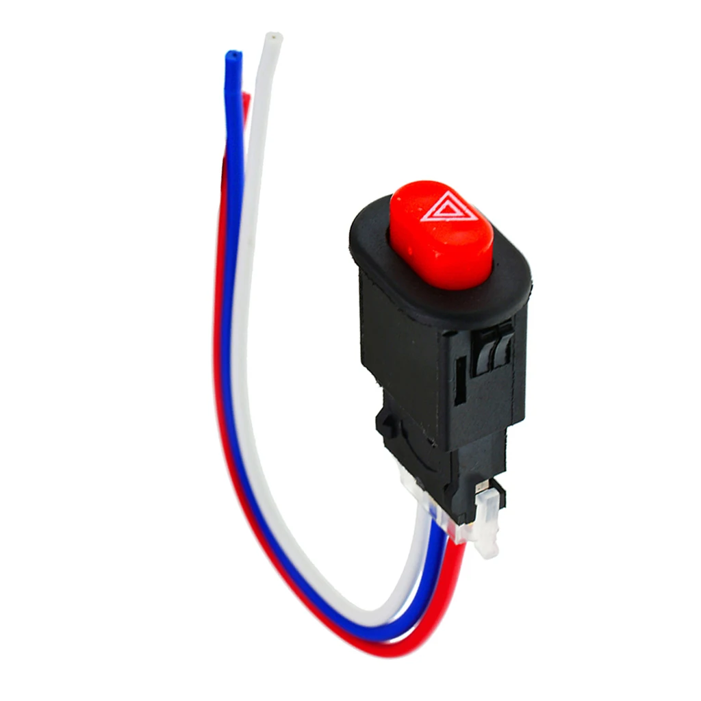 Double Flash Warning Emergency Lamp Jump Button Switch 3 Wires Built-in Lock