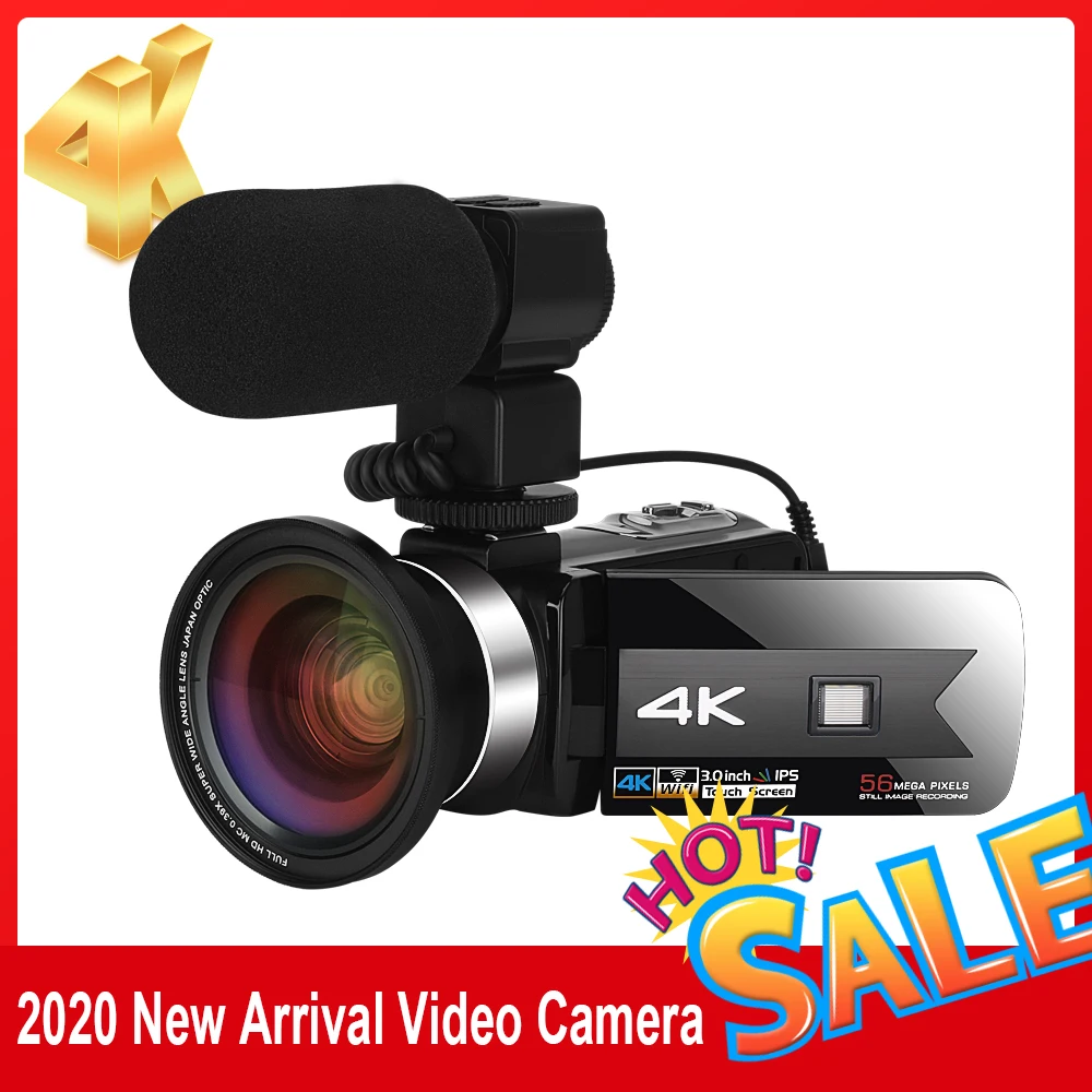 Grabadora con Cámara WiFi Videocámaras Digit Videocámara con Cámara de Video 4K 25FPS Pantalla Táctil de 3.0 Pulgadas Versión Nocturna con Infrarrojos Grabadora con Cámara de Video Digital de 28MP