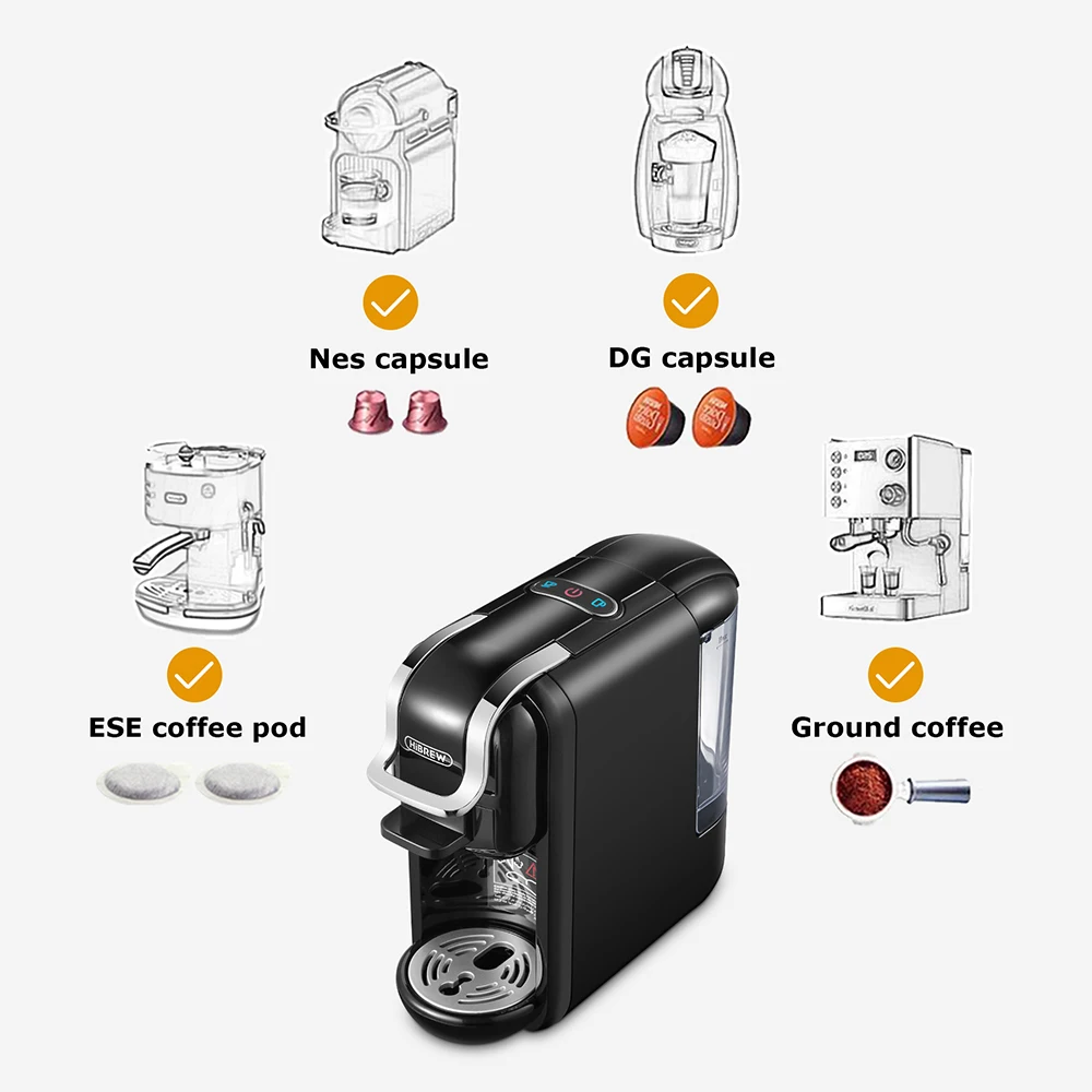  Máquina de café de múltiples cápsulas, cápsula de leche  caliente/fría ESE Pod Café molido Cafetería 19Bar 5 en 1 (color: bandeja  H2b M1a Wh, tamaño: EU) : Hogar y Cocina