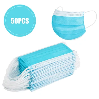 

50PCS 3-Ply Disposable Face Mask with Elastic Earloop Disposable Protection