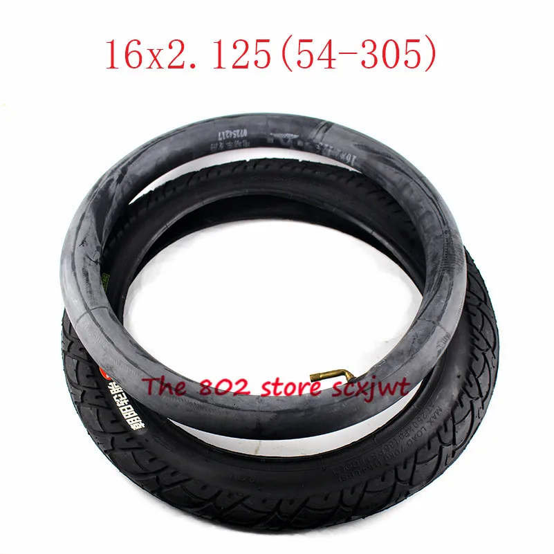 Good quality electric bicycle tires 16x2.125 inch Electric Bicycle tire bike tyre Inner Tube size 16*2.125 with a Bent Angle - Цвет: inner and outer tire