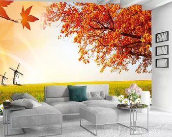 

3d Landscape Wallpaper Modern Mural 3d Wallpaper Beautiful Scenery of Red Maple Leaves Romantic Scenery Decorative 3d Wallpaper
