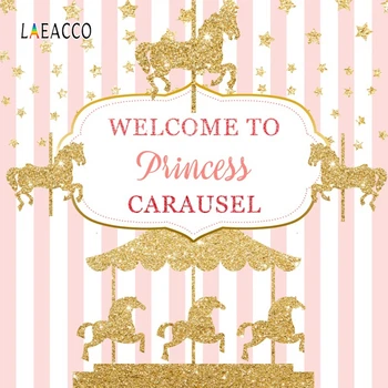 

Laeacco Stripes Carousel Horse Stars Photography Backdrops Customized Photo Backgrounds Baby Birthday Photophone for Photo Shoot