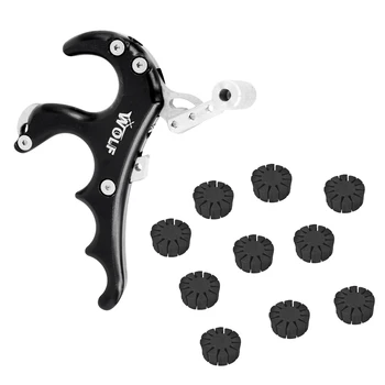 

Premium 4-Finger Grip Compound Bow Archery Release Aid With 10 Pieces 12 Arrows Separators Black