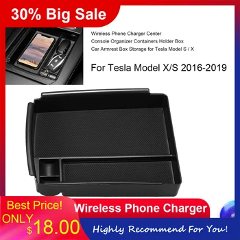 

Wireless Phone Charger Center Console Organizer Fast Charging Armrest Box Storage For Tesla Model X And S 2016-2019