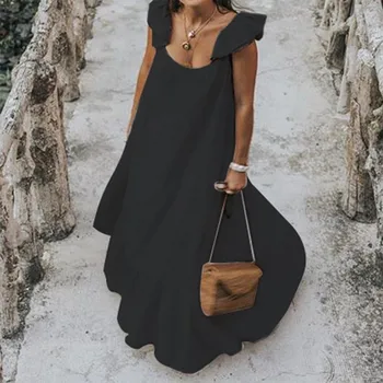 

Women Plus Size Long Loose Dress With Butterfly Sleeve Solid Long Beach Dress Womens Boho Dresses Summer Vestido De Verão #3