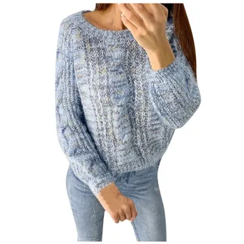 

Knitting Women Sweaters And Pullovers Solid Color O Neck Slim Casual Ladies Knitted Sweater Winter Soft Pullovers Female Tops