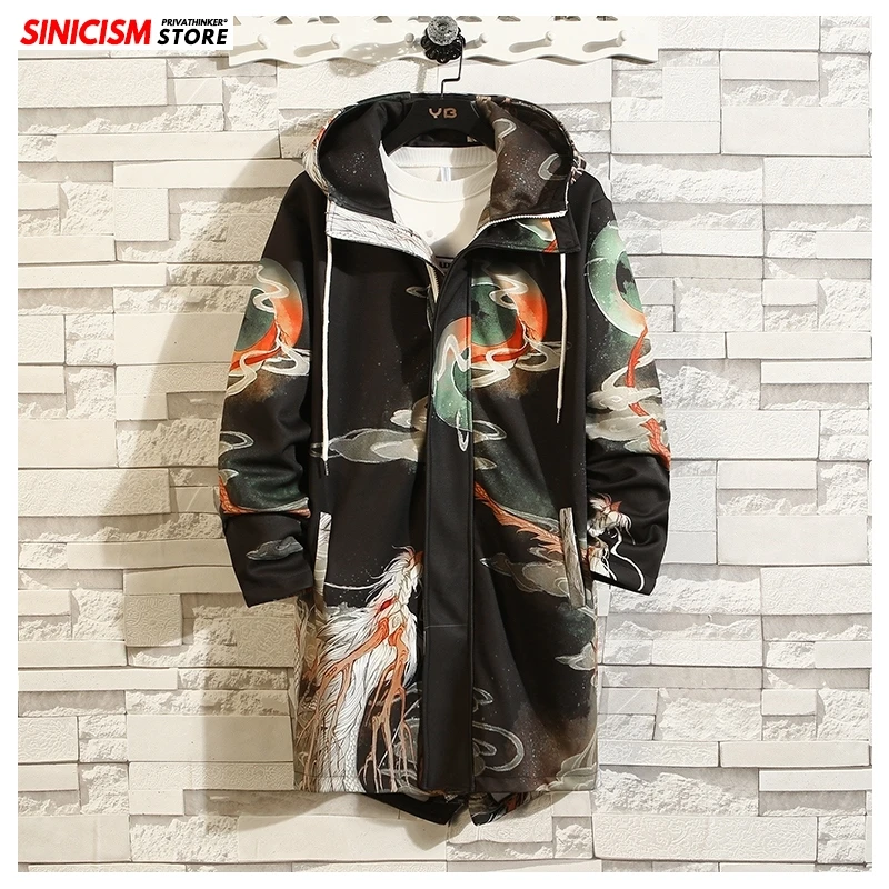 Sinicism Store Мужская Весенняя длинная куртка с принтом мужская повседневная в