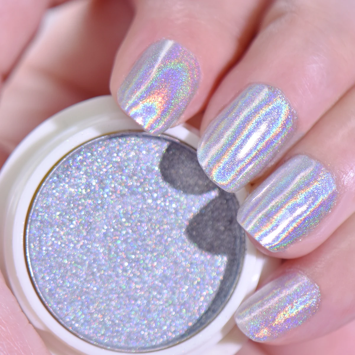 Голографический порошок для ногтей Beautybigbang блестящий твердотельный Серебряный