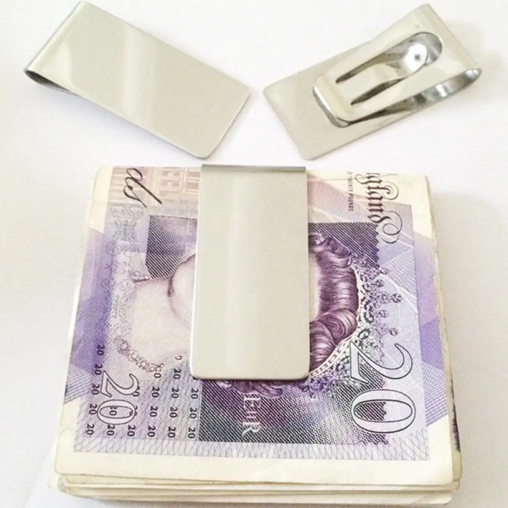 Mens Simple Useful Stainless Steel Silver Slim Pockets Cash Money Clip Holder