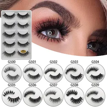 

5 Pairs Of Artificial Mink Eyelash Makeup 3D Natural Mink Eyelash Extension 5 Pairs Of False Eyelashes