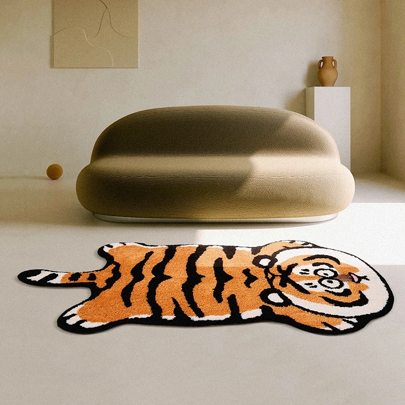 Cartoon Tiger Rug Non-Slip Bedside Carpet Absorbent Bathroom Mat Animals Print Rugs for Kids Room Decor Cute Furry Carpets | Дом и сад