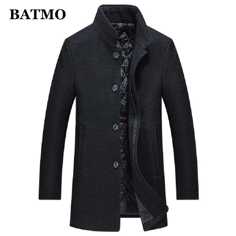 Batmo Новое поступление зимняя высококачественная шерстяная повседневная мужская куртка, Мужская зимняя теплая куртка, зимние куртки для мужчин AL51 - Цвет: black