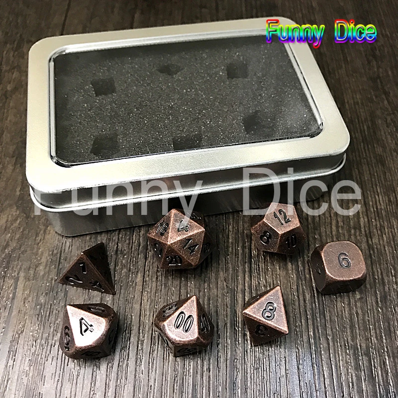 Новый металлический 7pcs-Die набор D4 D6 D8 D10 D % D12 D20 для настольных игр Rpg Dados Jogos Dnd