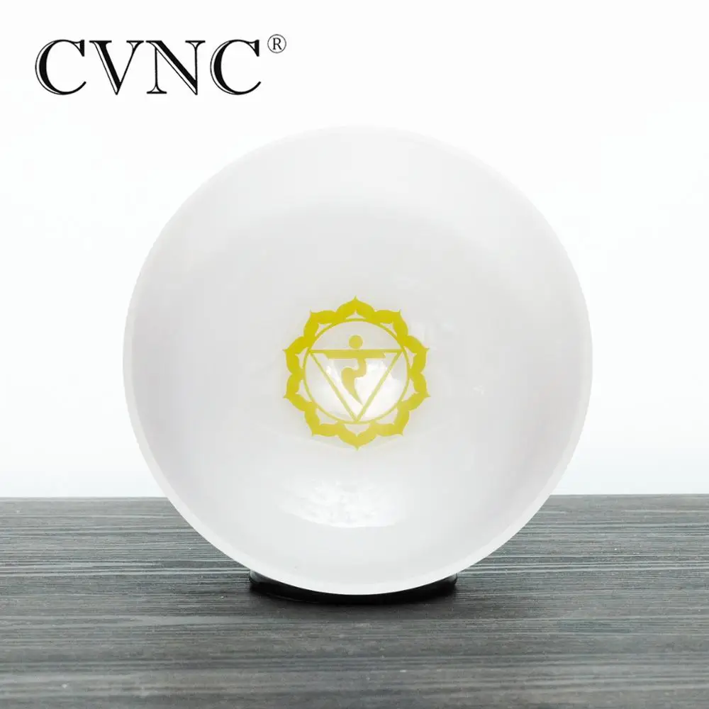 

CVNC 8/10/12" Note E Solar Plexus Chakra Frosted Quartz Crystal Singing Bowl