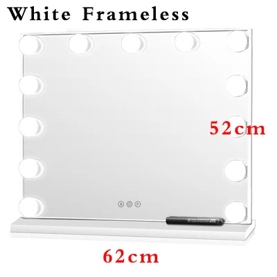 Голливуд освещенный Красота зеркало с подсветкой зеркало для макияжа с регулируемой яркостью светодиодный лампы Настольный и настенный туалетный Спальня - Цвет: White 62x52cm
