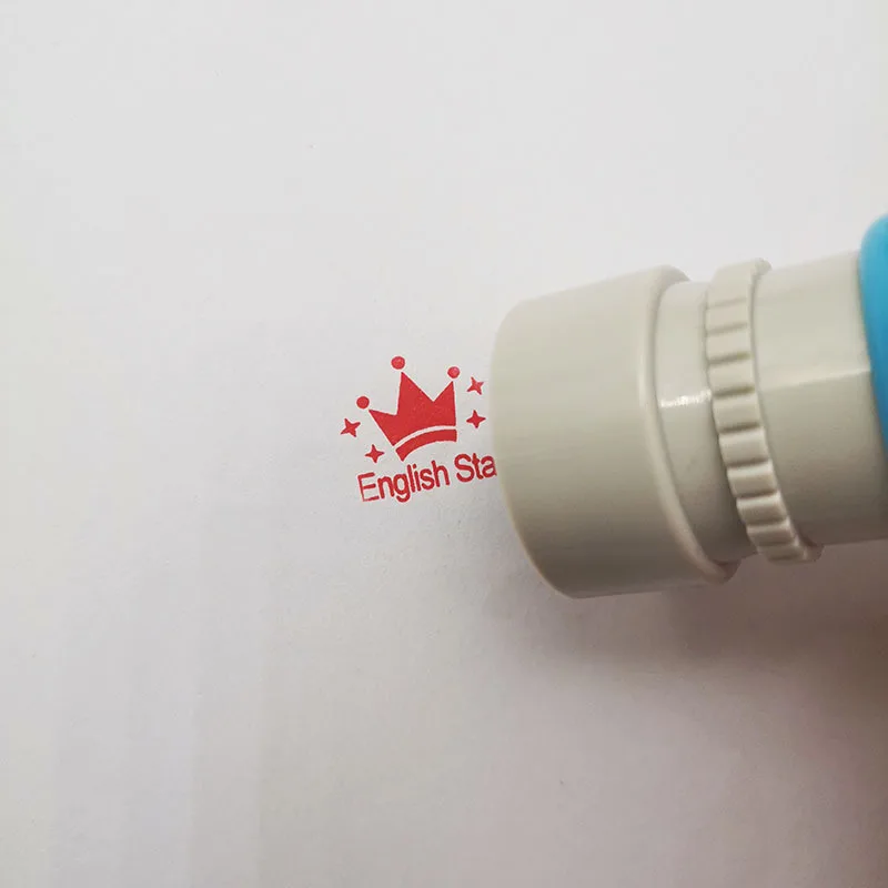 Teacher Stamps English Remark Photosensitive Ink Stamp DIY Kindergarden Teacher Read Over Test Praise Cute Seals