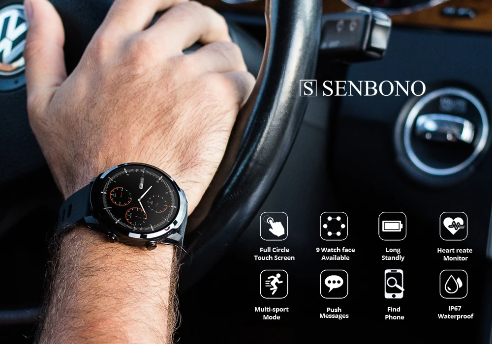 SENBONO S10 полный сенсорный смарт-часы для мужчин и женщин спортивные часы монитор сердечного ритма погодные часы для IOS Android телефон