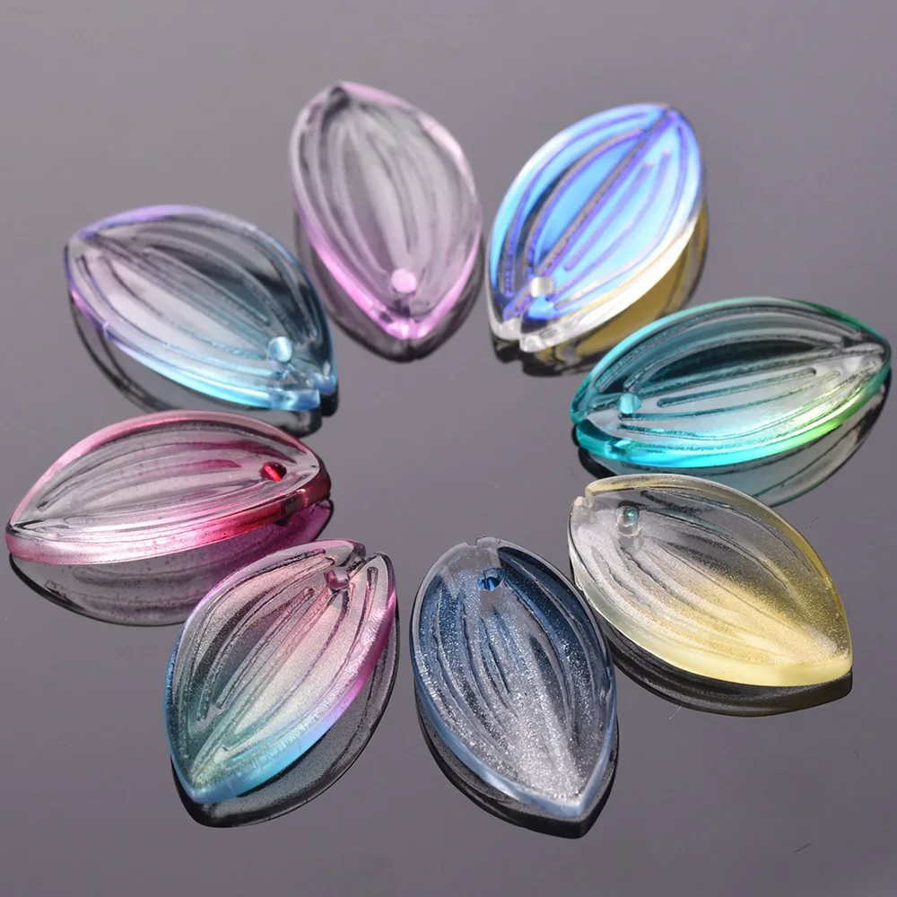 10pcs 21x12mm Leaf Petal Shape Crystal Glass Loose Crafts Beads Top Drilled Pendants for Earring Jewelry Making DIY Crafts 10pcs colorful rotary vintage control plastic cream knob 21x12mm for 6 35mm shaft guitar