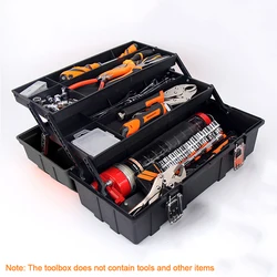 Boîte à outils pliable en plastique à trois niveaux, 17 pouces, mallette de rangement des outils de l'électricien, mallette multifonctionnelle pour l'entretien de l'équipement 