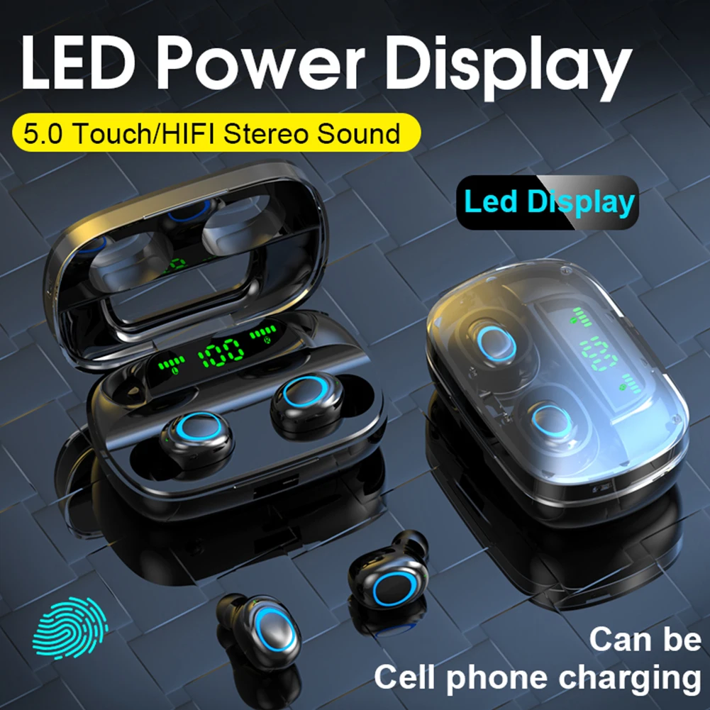 

s11 Bluetooth 5.0 Wireless Earbuds In-ear Earphone Stereo Smart Noise Reduction Large Battery Capacity with Charging Compartment