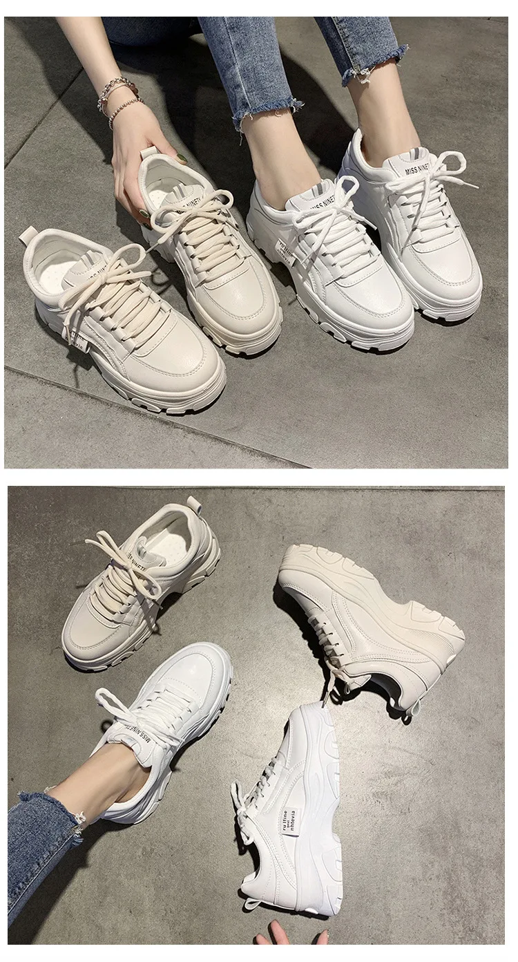 Женские массивные кроссовки; коллекция года; модная женская обувь на платформе; белая Вулканизированная Обувь На Шнуровке; женские кроссовки; обувь для папы