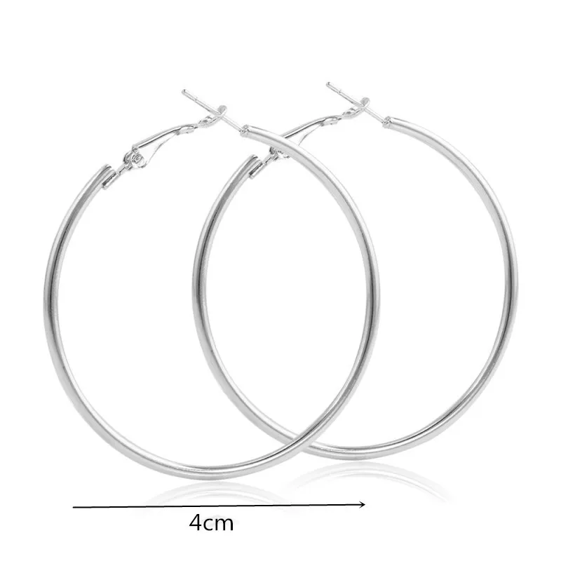 EB2111 Silver 4CM Большие эффектные модные золотые серебряные геометрические серьги для женщин металлические подвесные Серьги Квадратные круглые треугольные звезды серьги - Окраска металла: EB2111 Silver 4CM