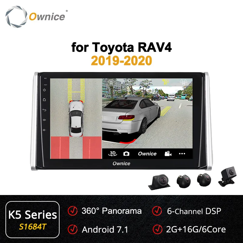 Ownice k3 k5 k6 Android 9,0 Автомагнитола 2 Din gps Navi для Toyota RAV4 4G LET DSP 4Gb+ 64Gb Octa Core 360 Panorama SPDIF - Цвет: S1684 K5 Series