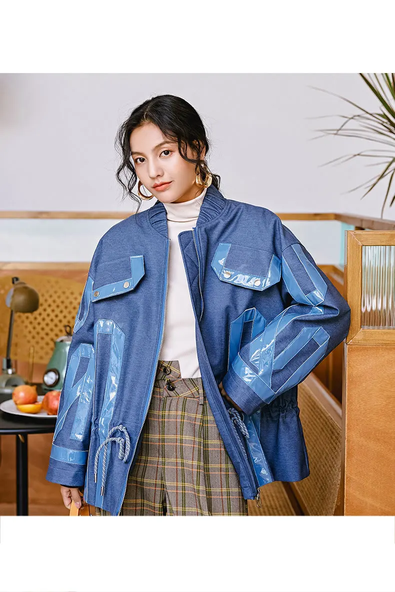 HG Streetwear Splice Winter Jacket Women Punk Style Locomotive Tops Trend Plus Size Coat Women Autumn Fashion Wind New XJ2660