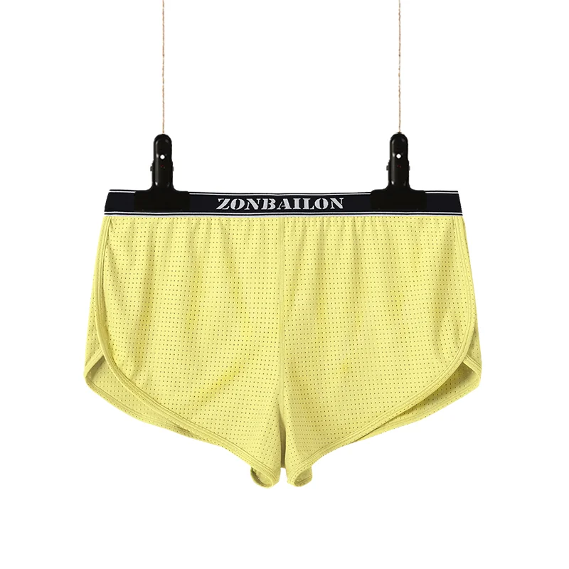 2022 New Men Boxer Panties Nylon Men's Sexy Full Coverage Hip with Low Rise Short Briefs Side Split Male Soft Comfortable Underw