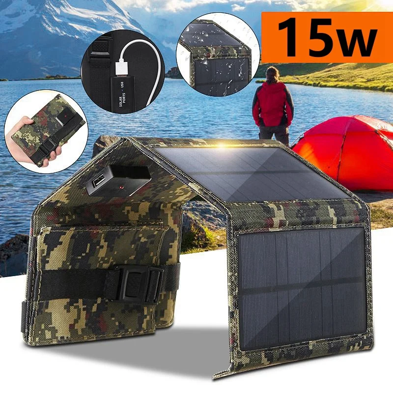 15W 5V 2A солнце Мощность Usb складной Панели солнечные кемпинг Пеший Туризм телефон Зарядное устройство