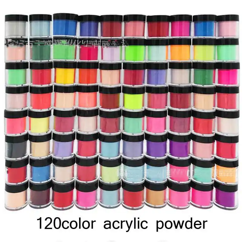 1Jar Acrylic Powder 90 Colors Carving Crystal Polymer 3D Nail Art